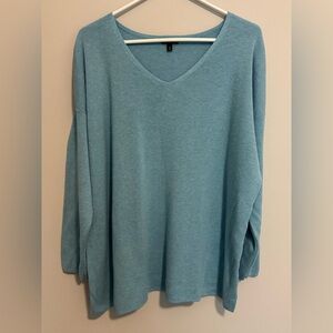 Talbots Women’s Blue V-Neck Sweater Size 2X Business Casual Office Pullover